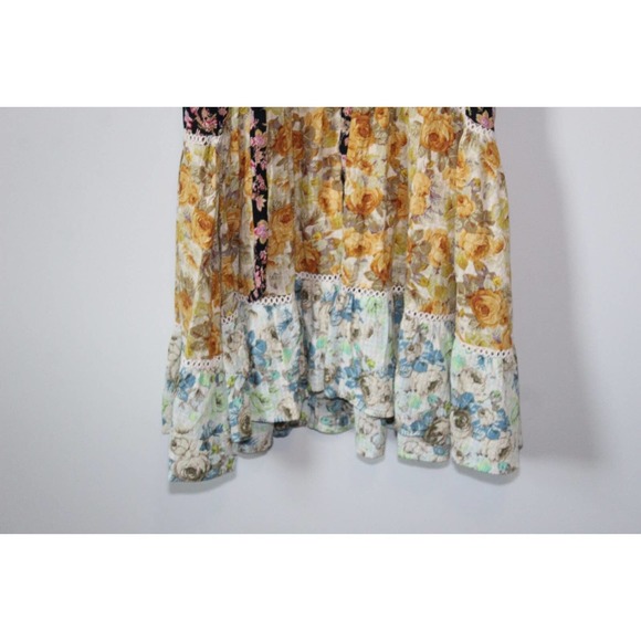 by Anthropologie Ruffled Floral Midi Dress Black Motif Boho Size Large H14101 - Picture 3 of 12